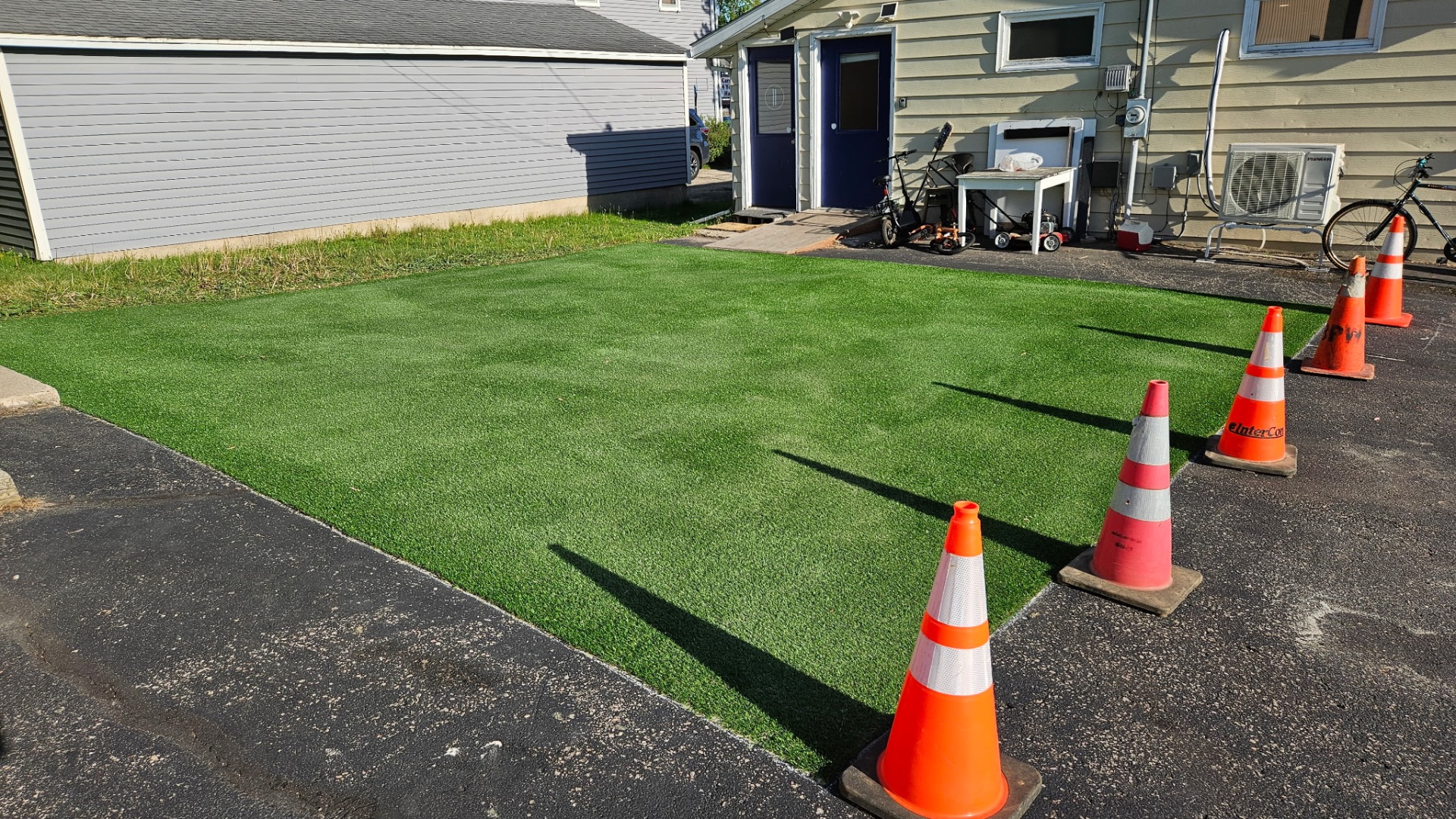 Commercial turf — concrete to green before